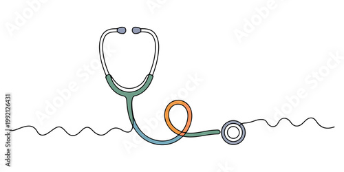 Stethoscope outline icon medical diagnostic tool simple line art healthcare equipment symbol