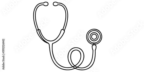 Stethoscope outline icon medical diagnostic tool simple line art healthcare equipment symbol