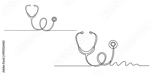 Stethoscope outline icon medical diagnostic tool simple line art healthcare equipment symbol