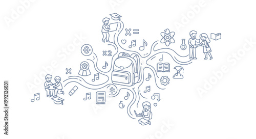 Education icons, learning symbols, school illustrations, knowledge graphics, vector set