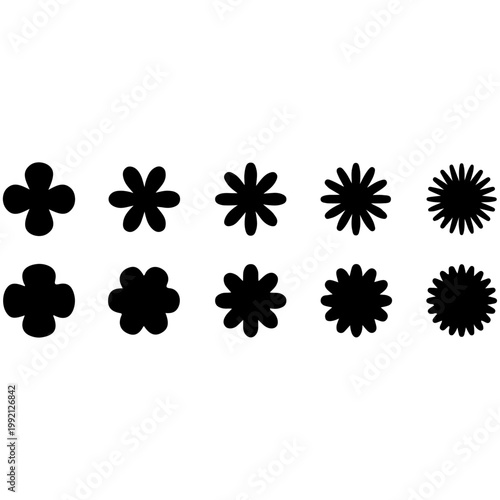 Evolution of stylized flower shapes with increasing complexity and petal count