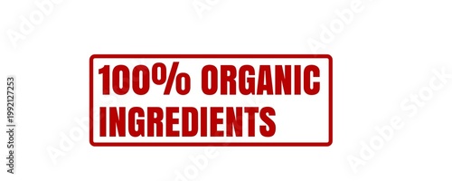 100 Percent Organic Ingredients Stamp for Natural Product Certification