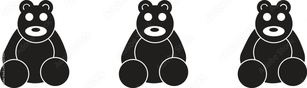 Fototapeta premium Minimalist black bear icon vector illustration