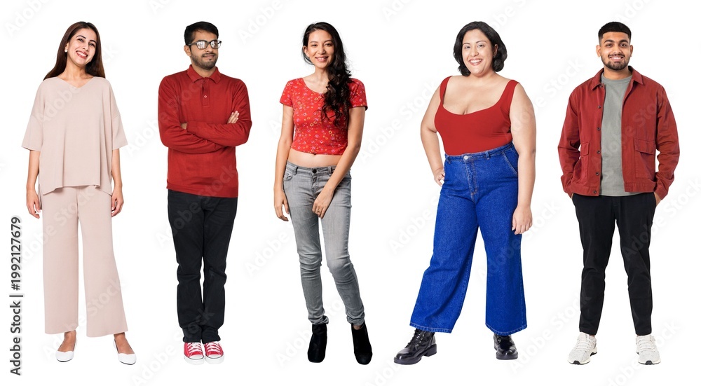 Fototapeta premium Diverse group in casual attire element set