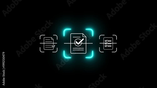 Mobile OCR document scanning technology for digital paperwork management, showing business professional using smartphone to capture paper documents and convert them into searchable digital data.4k