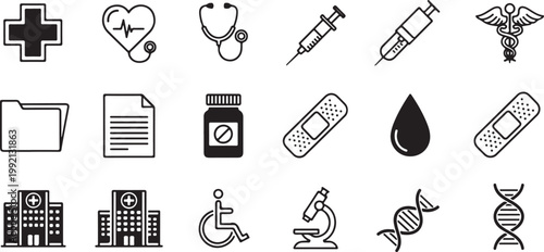 E-commerce icons, 20 black line style shopping symbols, bundle for business, web design