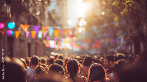 Fiestas de Santiago Apostol celebrations fill the street with vibrant colors and joyful crowd