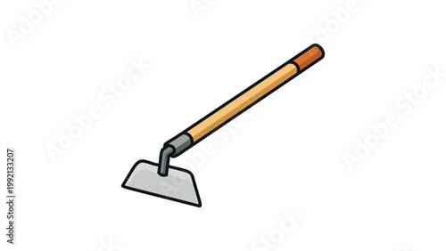 Garden Hoe Flat Vector Illustration with Editable Stroke. Modern Minimalist Gardening Tool Icon for Agriculture, Farming, and Landscaping Designs. Scalable Graphic Isolated on White Background.