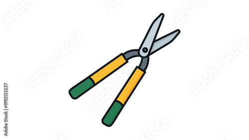 Hedge Trimmer Vector Icon Illustration with Editable Stroke. A modern flat design of long-handled garden shears for landscaping, pruning, and gardening maintenance, isolated on white background.