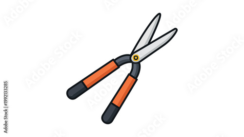 Modern Flat Vector Icon of Hedge Trimmers or Garden Shears for Landscaping and Pruning, Featuring Editable Stroke and Minimalist Design on White Background, Ideal for Professional Gardening Tools.