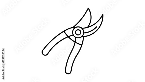 Minimalist Pruning Shears Vector Icon with Editable Stroke. This clean black line illustration of garden secateurs is perfect for gardening, landscaping, and agriculture design projects.