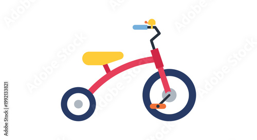 Colorful tricycle illustration with a flat design silhouette