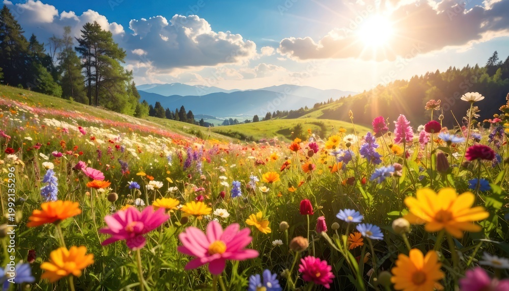 Obraz premium Ephemeral hues dance amidst verdant expanses