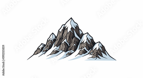 Stylized snow-capped mountain range illustration
