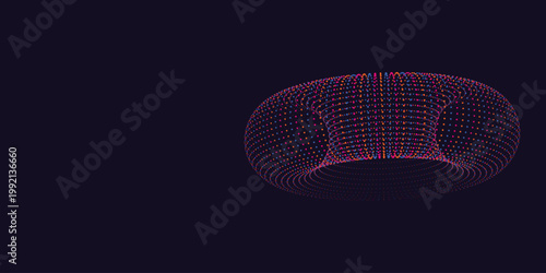 Abstract Torus: An abstract and elegant representation of a torus, created with a series of interconnected points and a vibrant color palette, conveying a sense of depth and geometric complexity.