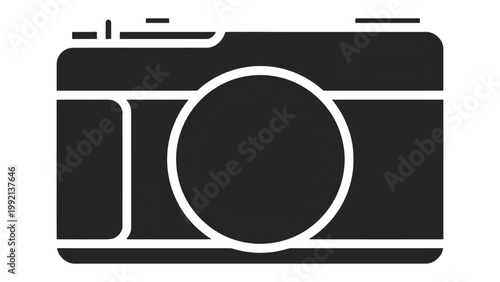 Modern Camera Icon: A sleek, minimalist camera icon, perfectly capturing the essence of photography and visual storytelling, ready to bring your creative vision to life. 