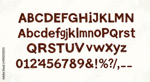 A typography chart showcasing various letters and numbers in a unique font style