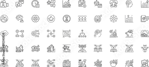 Collaborative Artificial Intelligence Sustainability and Mining Technology Icons