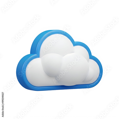 A stylized cloud icon with blue and white color scheme