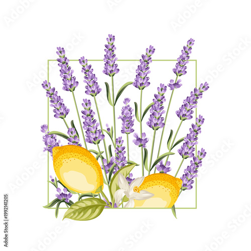 Lemon and lavender square frame with copy space