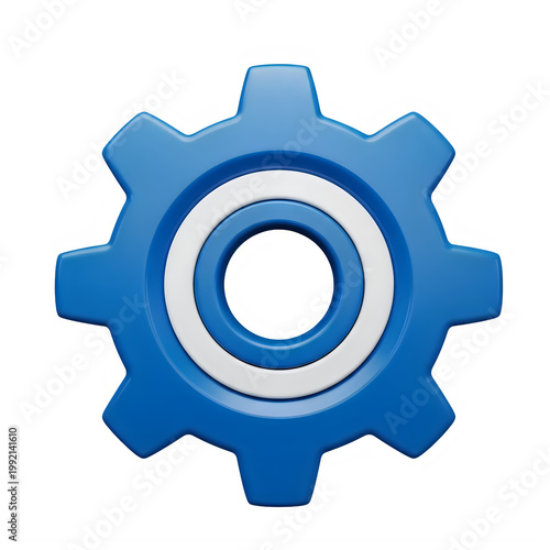 Modern gear icon with blue and white color scheme