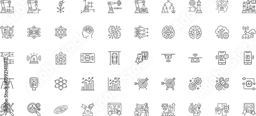 Strategic AI and Industrial Robotic Arm System Icons