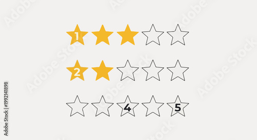 Three rows of stars, some filled yellow, some outlined