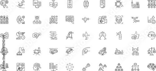 Wearable technology icons for health monitoring and smart lifestyle automation