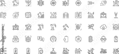 Smart home security and sustainable energy automation icons