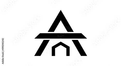 Black letter A logo with an integrated house icon, ideal for real estate on isolated white background.