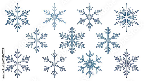 blue snowflakes on white background