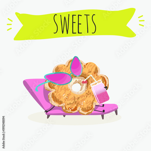Funny Characters baicoli, camporelli, italy dessert, hand drawn vector illustration.