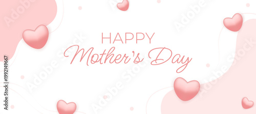 Mother's Day with hearts. Simple vector abstract banner. Sale, message, newsletter, card