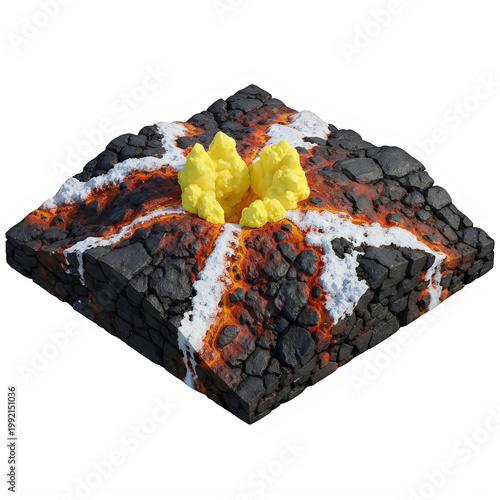 A vibrant digital illustration of a glowing flower with intricate petals emerging from dark terrain