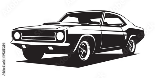 American Classic Car vector black Sketch silhouette