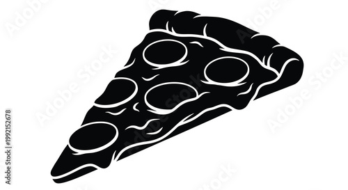 A single slice of pepperoni pizza depicted in black silhouette