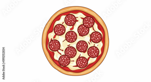 A whole pepperoni pizza with a golden crust, melted cheese, and rich tomato sauce