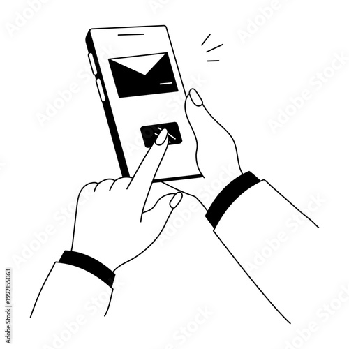 A drawing style illustration mobile message 
