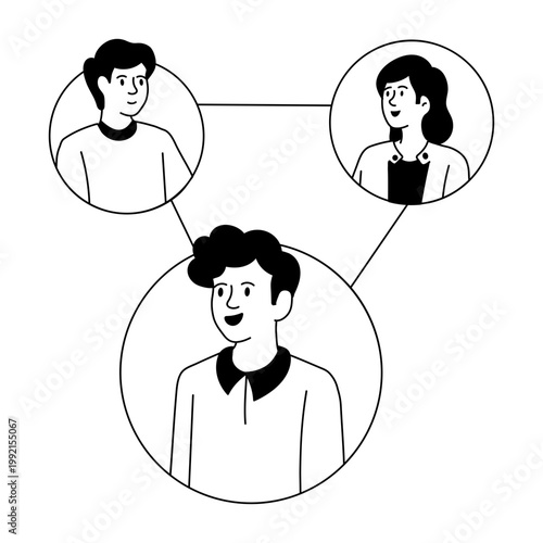 A sketchy style illustration showing social networking 
