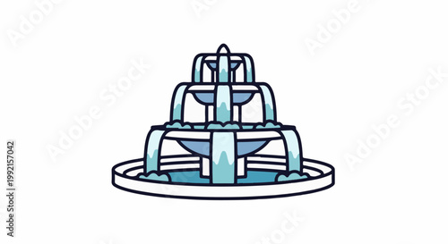 A tiered fountain with water cascading down its levels into a wide basin