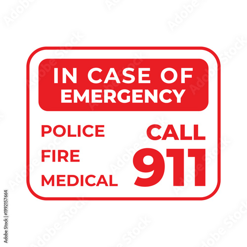 Emergency Call label.  SOS emergency call. 911 calling. Hotline concept.
