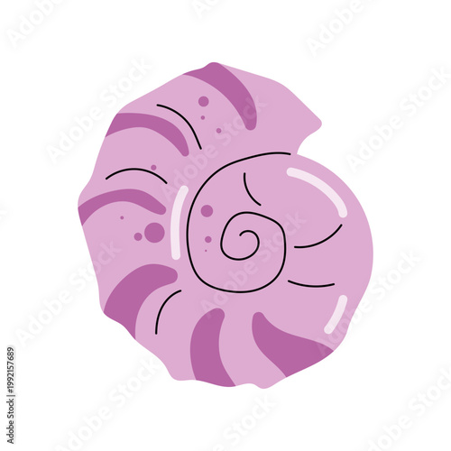 Pink and purple spiral snail shell cartoon vector on white background
