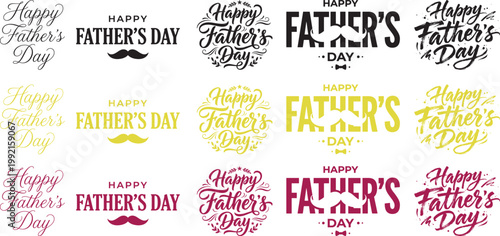 Father's day typography collection artistic lettering and colorful designs