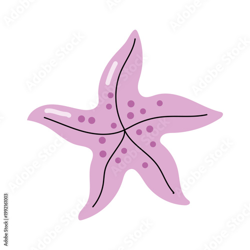 Pink and purple starfish sea animal cartoon icon on white background