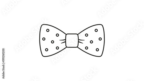 Minimalist Hand-Drawn Polka Dot Bow Tie Vector Icon with Editable Stroke. A clean black line illustration of a formal necktie accessory on a white background for fashion and style designs.
