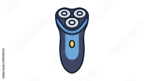 Electric Shaver Vector Icon Illustration with Editable Stroke. A modern flat design of a handheld rotary electric razor for men's grooming and personal hygiene, isolated on a white background.