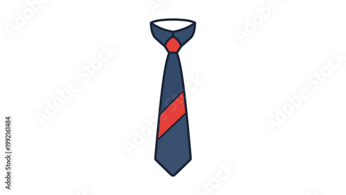 Canvas Print Professional Necktie Vector Icon with Red Stripe and Knot, Modern Flat Illustration for Business and Formal Wear, Customizable Editable Stroke Line Art isolated on White Background