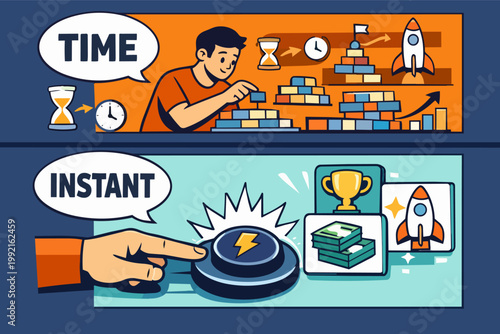 Comparing patience, effort, and long-term process for success versus seeking instant gratification and immediate results