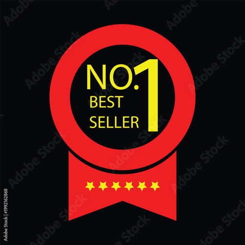 No. 1 best seller badge with red ribbon and yellow stars