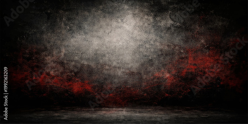 Abstract grunge wall background featuring dark smoke and mist texture with a black storm cloud backdrop and light design